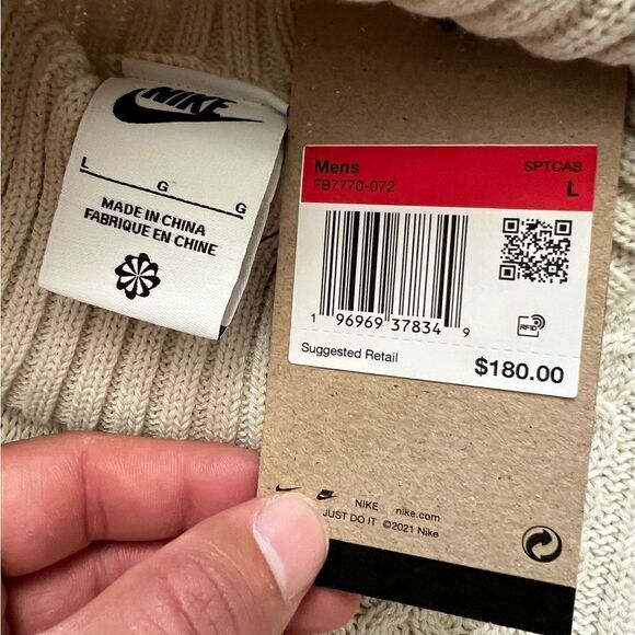 Nike Life Cable Knit Turtleneck Sweater Bone - Picture 6 of 10